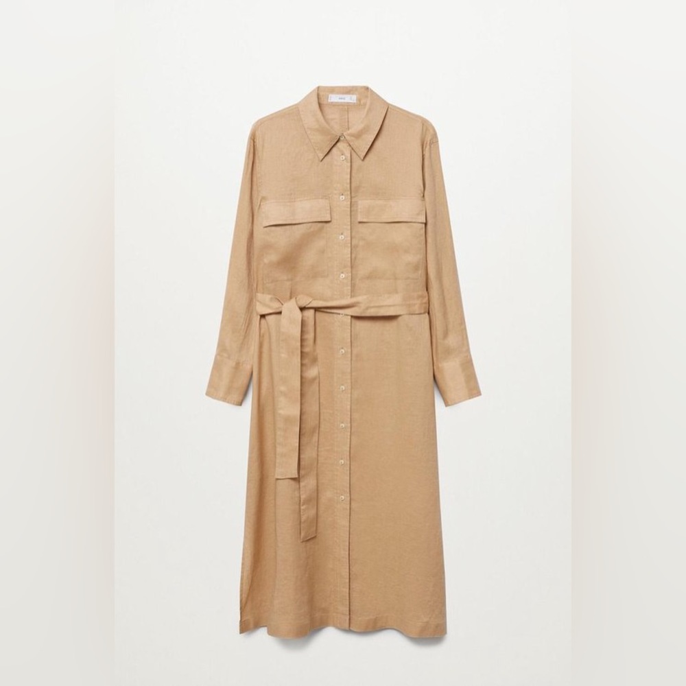 Mango Elea Linen shirt dress size XL NWT